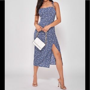 PETITE Ditsy Floral Slit Thigh Tie Shoulder Cami Dress